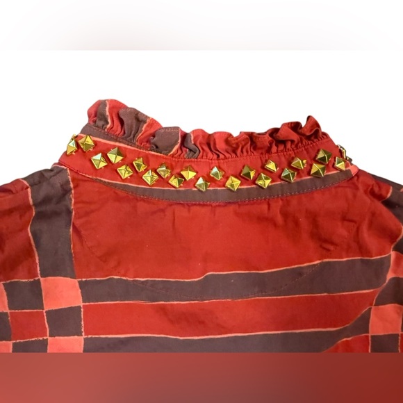 Sheridan French Liv Blouse in Red Plaid with Gold Studs Size XS - Picture 10 of 12